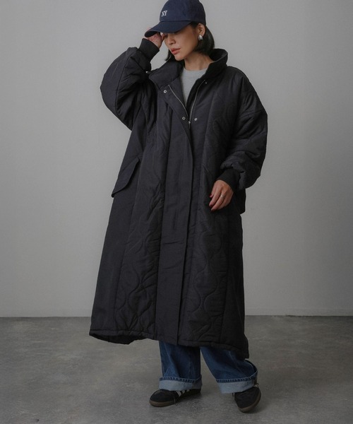 セール】キルティング切替 ロングコート（ダウンジャケット/コート