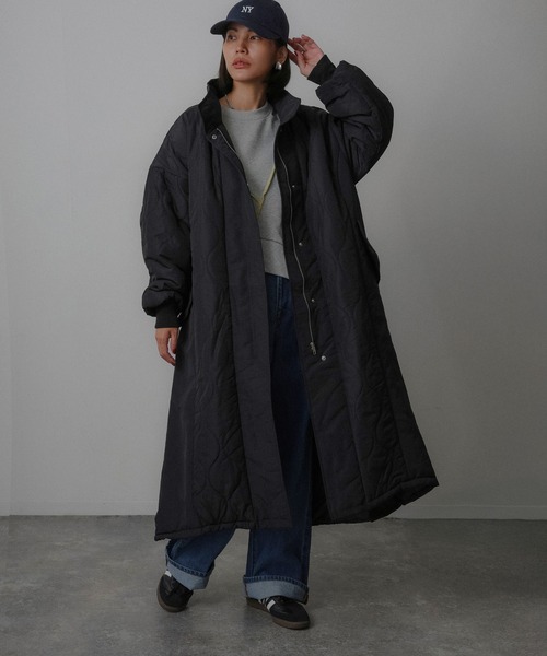 セール】キルティング切替 ロングコート（ダウンジャケット/コート