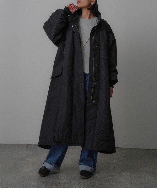セール】キルティング切替 ロングコート（ダウンジャケット/コート
