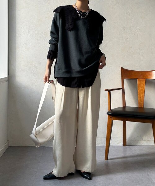 DouDou（ドゥドゥ）の「フィブリルワイドイージーパンツ（その他パンツ・レディース・ブラック/グレー/アイボリー・36/38）」の22枚目の写真