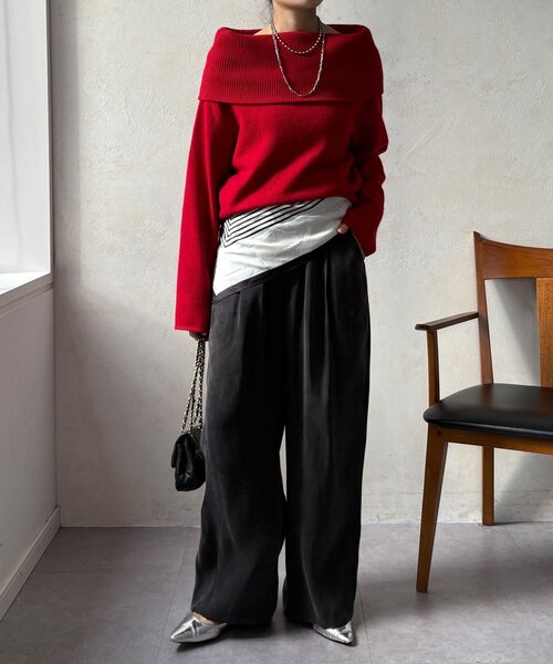 DouDou（ドゥドゥ）の「フィブリルワイドイージーパンツ（その他パンツ・レディース・ブラック/グレー/アイボリー・36/38）」の7枚目の写真