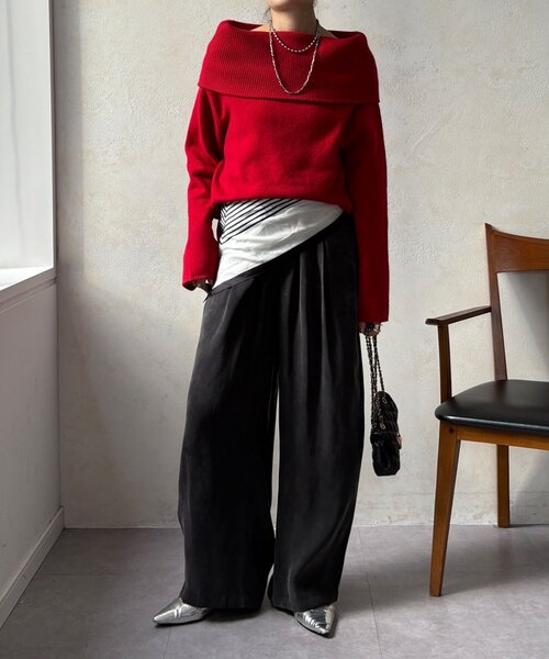 DouDou（ドゥドゥ）の「フィブリルワイドイージーパンツ（その他パンツ・レディース・ブラック/グレー/アイボリー・36/38）」の9枚目の写真