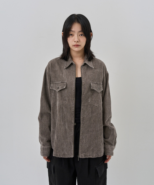 NUAKLE(ヌアクル)の「(w) ピグメントコードシャツ_ヴィンテージグレー(シャツ/ブラウス・レディース・その他・1/2)」の1枚目の写真