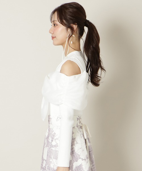 WILLSELECTION（ウィルセレクション）の「リボンビスチェドッキングリブニット（ニット/セーター・レディース・ブラック/オフホワイト/ブルー/ブラック×ホワイト・FREE）」の6枚目の写真