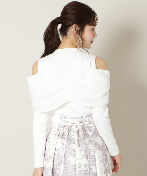 WILLSELECTION（ウィルセレクション）の「リボンビスチェドッキングリブニット（ニット/セーター・レディース・ブラック/オフホワイト/ブルー/ブラック×ホワイト・FREE）」の7枚目の写真