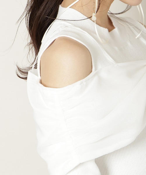 WILLSELECTION（ウィルセレクション）の「リボンビスチェドッキングリブニット（ニット/セーター・レディース・ブラック/オフホワイト/ブルー/ブラック×ホワイト・FREE）」の10枚目の写真