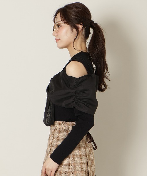 WILLSELECTION（ウィルセレクション）の「リボンビスチェドッキングリブニット（ニット/セーター・レディース・ブラック/オフホワイト/ブルー/ブラック×ホワイト・FREE）」の13枚目の写真