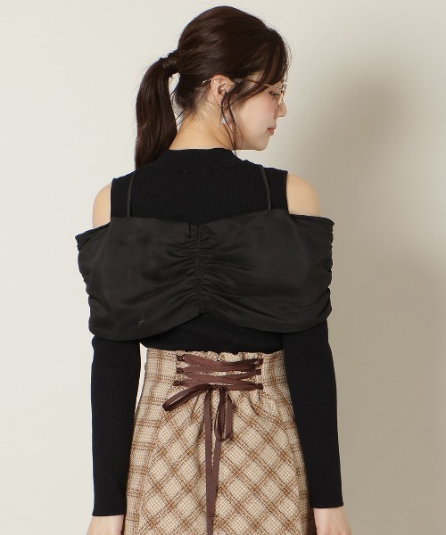 WILLSELECTION（ウィルセレクション）の「リボンビスチェドッキングリブニット（ニット/セーター・レディース・ブラック/オフホワイト/ブルー/ブラック×ホワイト・FREE）」の14枚目の写真