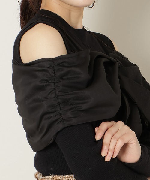 WILLSELECTION（ウィルセレクション）の「リボンビスチェドッキングリブニット（ニット/セーター・レディース・ブラック/オフホワイト/ブルー/ブラック×ホワイト・FREE）」の15枚目の写真