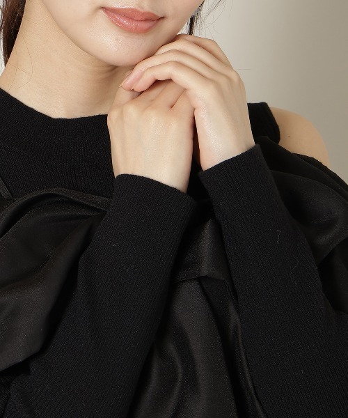 WILLSELECTION（ウィルセレクション）の「リボンビスチェドッキングリブニット（ニット/セーター・レディース・ブラック/オフホワイト/ブルー/ブラック×ホワイト・FREE）」の17枚目の写真