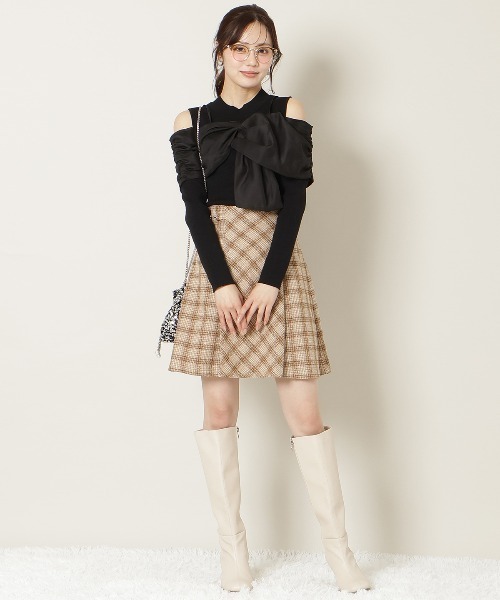 WILLSELECTION（ウィルセレクション）の「リボンビスチェドッキングリブニット（ニット/セーター・レディース・ブラック/オフホワイト/ブルー/ブラック×ホワイト・FREE）」の18枚目の写真