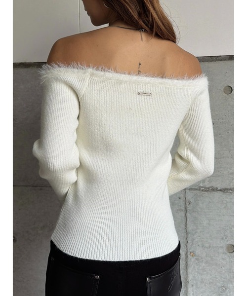 EGOIST(エゴイスト)の「端シャギータイトオフショルニットトップス(ニット/セーター・レディース・ブラック/ベージュ/ホワイト・FREE)」の9枚目の写真