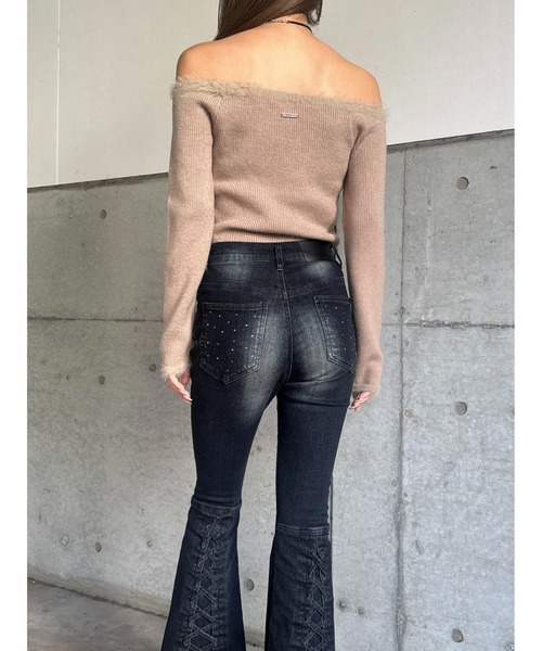 EGOIST(エゴイスト)の「端シャギータイトオフショルニットトップス(ニット/セーター・レディース・ブラック/ベージュ/ホワイト・FREE)」の14枚目の写真