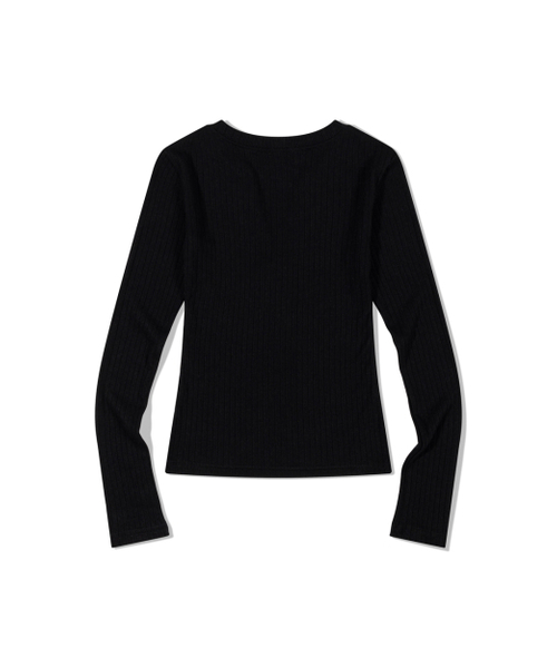 MOAA（モア）の「Henley Rib Knit Top (BLACK)（ニット/セーター・レディース・その他・SMALL/MEDIUM）」の3枚目の写真