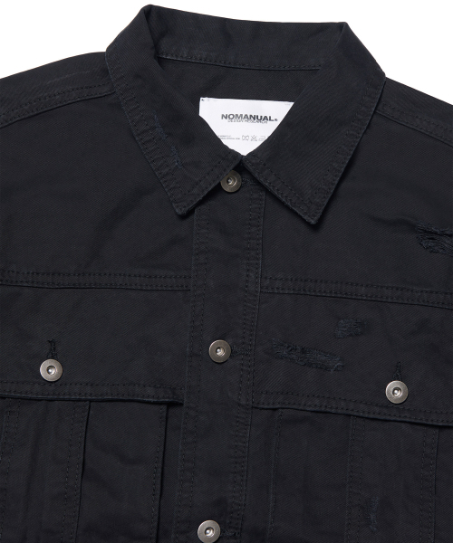 NOMANUAL(NOMANUAL)の「I.P DAMAGED JACKET - WASHED BLACK(デニムジャケット・レディース・その他・SMALL/MEDIUM/LARGE)」の4枚目の写真