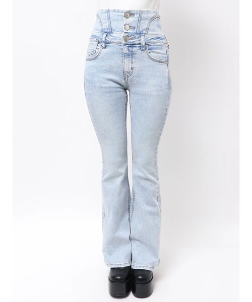 EMODA（エモダ）の「ドットラインハイウエストフレアパギンス（デニムパンツ・レディース・ライトブルー/ブルー・X-SMALL/SMALL/MEDIUM）」の13枚目の写真