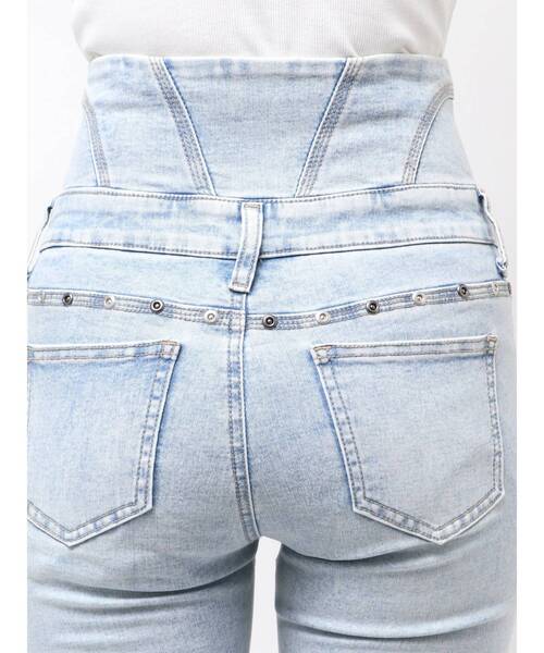 EMODA（エモダ）の「ドットラインハイウエストフレアパギンス（デニムパンツ・レディース・ライトブルー/ブルー・X-SMALL/SMALL/MEDIUM）」の16枚目の写真