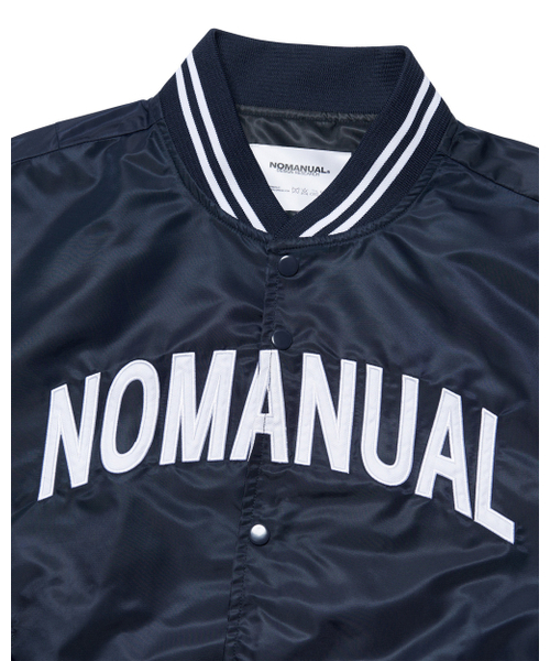 NOMANUAL(NOMANUAL)の「ARCH LOGO VARSITY JACKET - NAVY(スタジャン・レディース・その他・LARGE/SMALL/MEDIUM)」の5枚目の写真