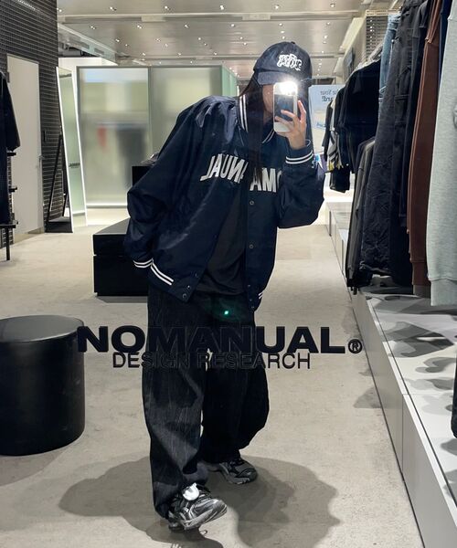 NOMANUAL(NOMANUAL)の「ARCH LOGO VARSITY JACKET - NAVY(スタジャン・レディース・その他・LARGE/SMALL/MEDIUM)」の7枚目の写真