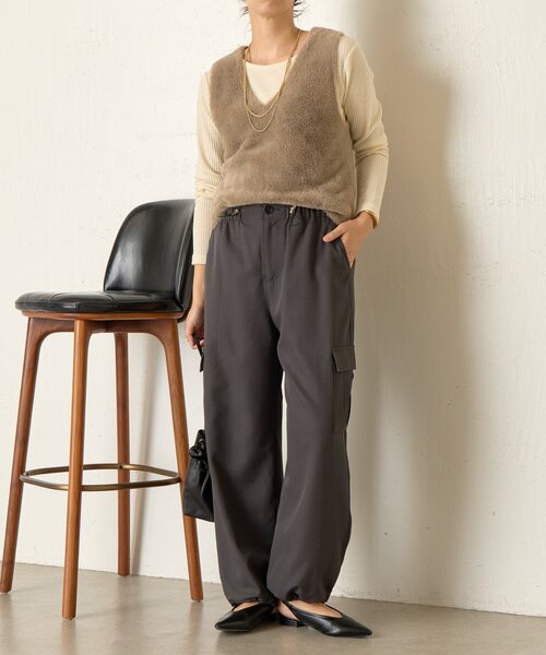 Jena espace merveilleux（ジェナ　エスパスメルヴェイユ）の「ワッフルプルオーバー（Tシャツ/カットソー・レディース・ブラック/アイボリー/グレー・FREE）」の6枚目の写真