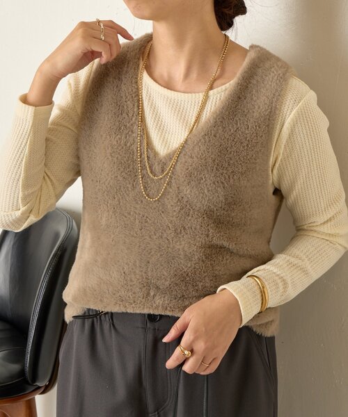 Jena espace merveilleux（ジェナ　エスパスメルヴェイユ）の「ワッフルプルオーバー（Tシャツ/カットソー・レディース・ブラック/アイボリー/グレー・FREE）」の8枚目の写真