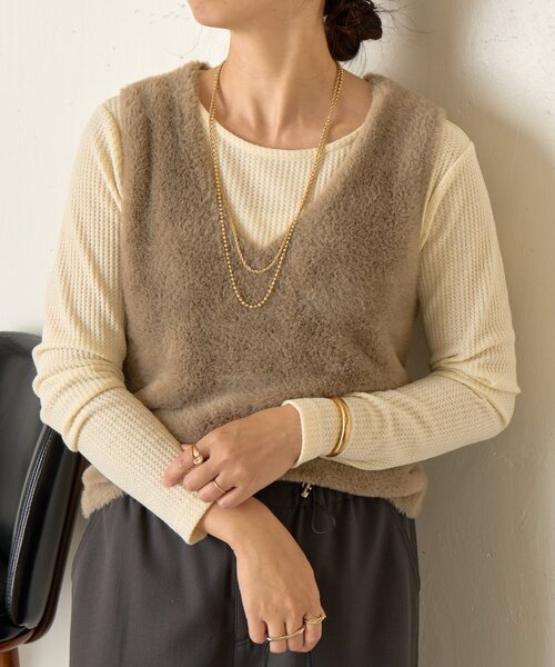 Jena espace merveilleux（ジェナ　エスパスメルヴェイユ）の「ワッフルプルオーバー（Tシャツ/カットソー・レディース・ブラック/アイボリー/グレー・FREE）」の9枚目の写真