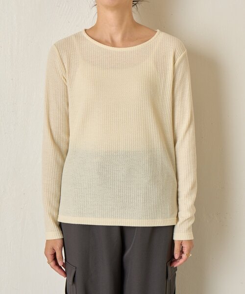 Jena espace merveilleux（ジェナ　エスパスメルヴェイユ）の「ワッフルプルオーバー（Tシャツ/カットソー・レディース・ブラック/アイボリー/グレー・FREE）」の14枚目の写真
