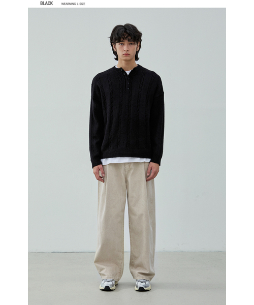 NODU（ノードユー）の「ソフトヘンリーネックラウンド長袖ニット[ブラック]（ニット/セーター・メンズ・その他・MEDIUM/LARGE）」の9枚目の写真