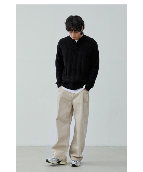 NODU（ノードユー）の「ソフトヘンリーネックラウンド長袖ニット[ブラック]（ニット/セーター・メンズ・その他・MEDIUM/LARGE）」の12枚目の写真