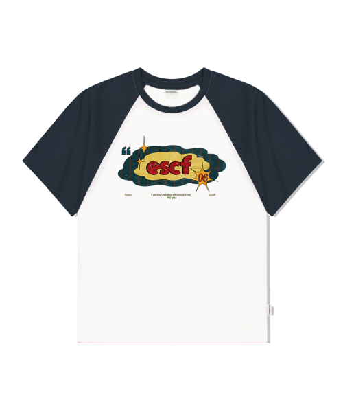 ESCAPEFROM(エスケープフロム)の「ミニヴィンテージクラウドプリントラグラン配色半袖ネイビー(Tシャツ/カットソー・レディース・その他・MEDIUM/LARGE)」の1枚目の写真