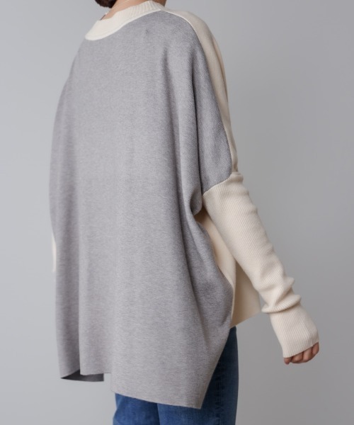 Bou Jeloud(ブージュルード)の「ドルマンスリーブバイカラーニット(ニット/セーター・レディース・キャメル/グリーン/オフホワイト・FREE)」の10枚目の写真