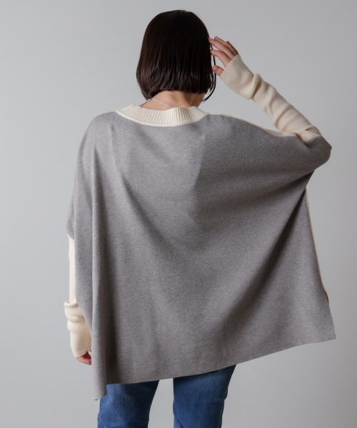 Bou Jeloud(ブージュルード)の「ドルマンスリーブバイカラーニット(ニット/セーター・レディース・キャメル/グリーン/オフホワイト・FREE)」の14枚目の写真