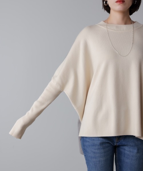 Bou Jeloud(ブージュルード)の「ドルマンスリーブバイカラーニット(ニット/セーター・レディース・キャメル/グリーン/オフホワイト・FREE)」の17枚目の写真