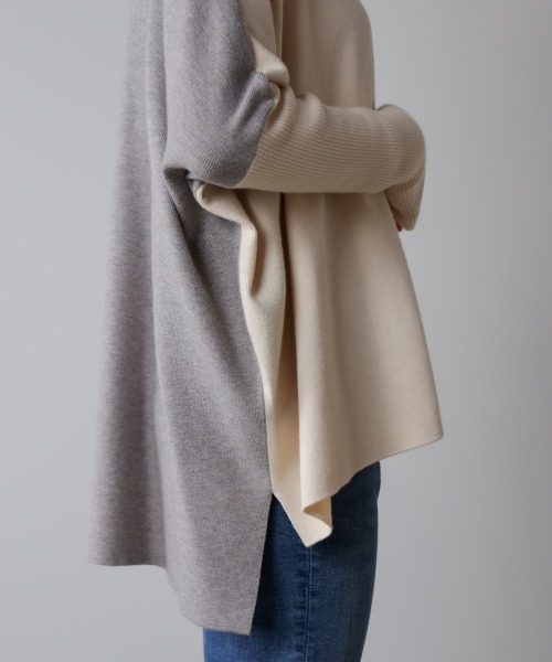 Bou Jeloud(ブージュルード)の「ドルマンスリーブバイカラーニット(ニット/セーター・レディース・キャメル/グリーン/オフホワイト・FREE)」の18枚目の写真