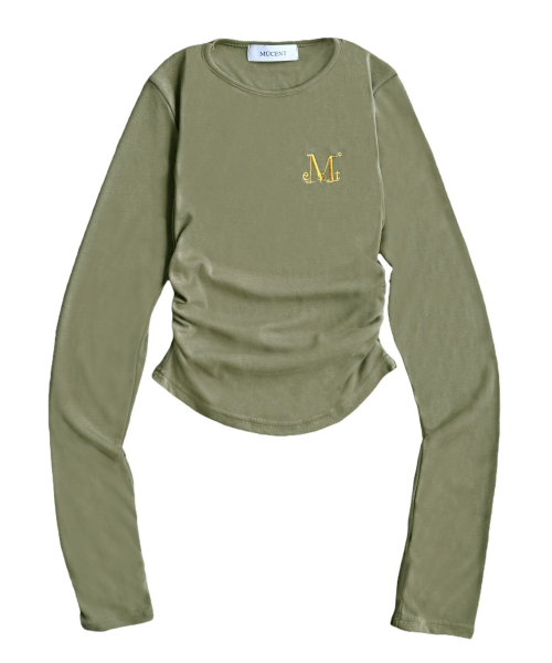 MUCENT(ムセント)の「デルリクロップシャーリングTシャツ (3カラー)(Tシャツ/カットソー・レディース・ホワイト/ブラック/カーキ・FREE)」の10枚目の写真