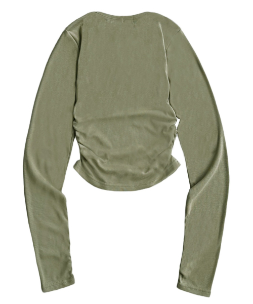 MUCENT(ムセント)の「デルリクロップシャーリングTシャツ (3カラー)(Tシャツ/カットソー・レディース・ホワイト/ブラック/カーキ・FREE)」の9枚目の写真