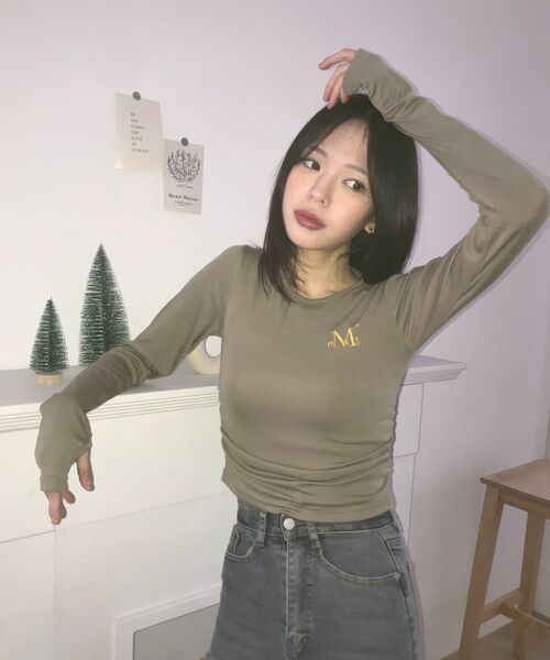 MUCENT(ムセント)の「デルリクロップシャーリングTシャツ (3カラー)(Tシャツ/カットソー・レディース・ホワイト/ブラック/カーキ・FREE)」の8枚目の写真