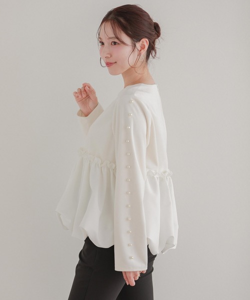 Fit more(フィットモア)の「ベロア袖パールトップス(その他トップス・レディース・アイボリー/ブラック/ネイビー・FREE)」の13枚目の写真