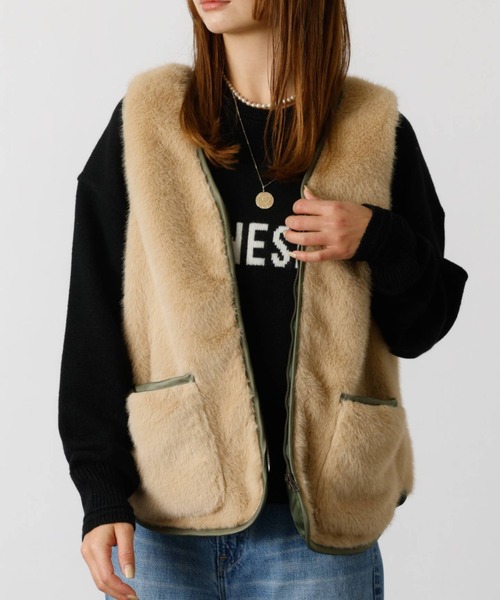 Le Melange/ル・メランジュ】エコファーベスト/#8553701/ベスト/ファー