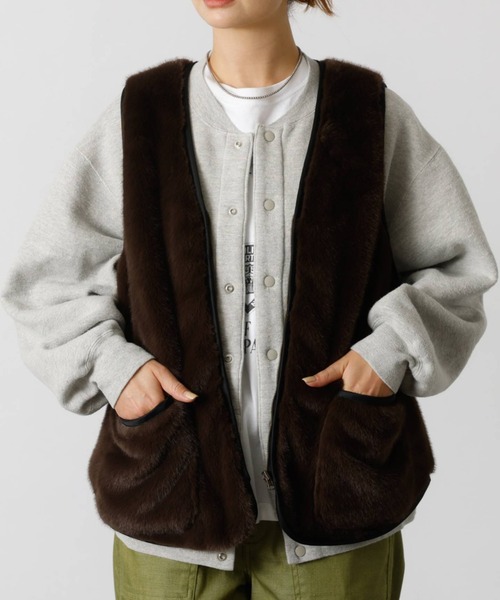 Rouge vif la cle（ルージュヴィフラクレ）の「【Le Melange/ル・メランジュ】エコファーベスト/#8553701/ベスト/ファー【WEB限定】（ブルゾン・レディース・ブラウン/ベージュ・フリー）」の2枚目の写真