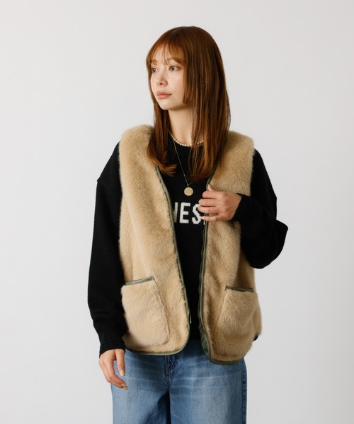 Rouge vif la cle（ルージュヴィフラクレ）の「【Le Melange/ル・メランジュ】エコファーベスト/#8553701/ベスト/ファー【WEB限定】（ブルゾン・レディース・ブラウン/ベージュ・フリー）」の17枚目の写真