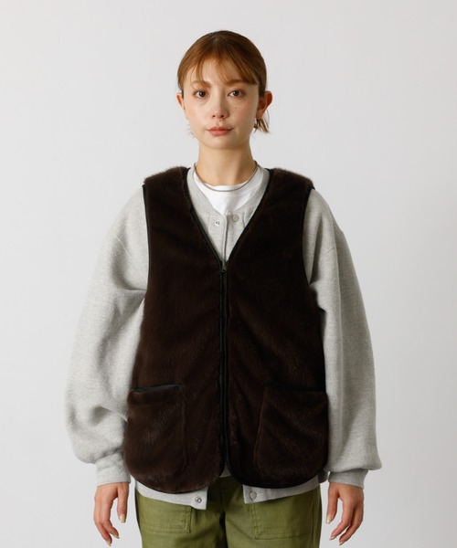 Rouge vif la cle（ルージュヴィフラクレ）の「【Le Melange/ル・メランジュ】エコファーベスト/#8553701/ベスト/ファー【WEB限定】（ブルゾン・レディース・ブラウン/ベージュ・フリー）」の10枚目の写真