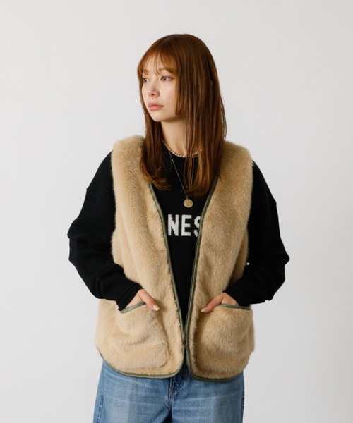 Le Melange/ル・メランジュ】エコファーベスト/#8553701/ベスト/ファー