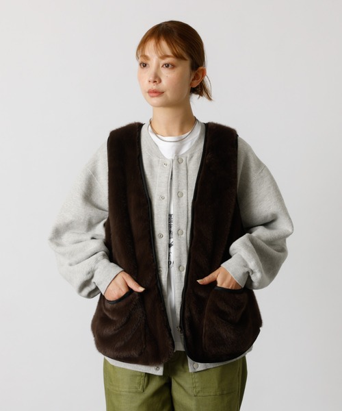 Le Melange/ル・メランジュ】エコファーベスト/#8553701/ベスト/ファー