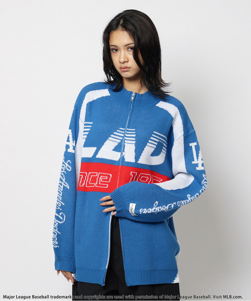 BACK TO THE FIELD(バック トゥー ザ フィールド)の「【MLB】ダブルZIPロゴニットカーデ(ニット/セーター・レディース・ブラック/ブルー・FREE)」の6枚目の写真