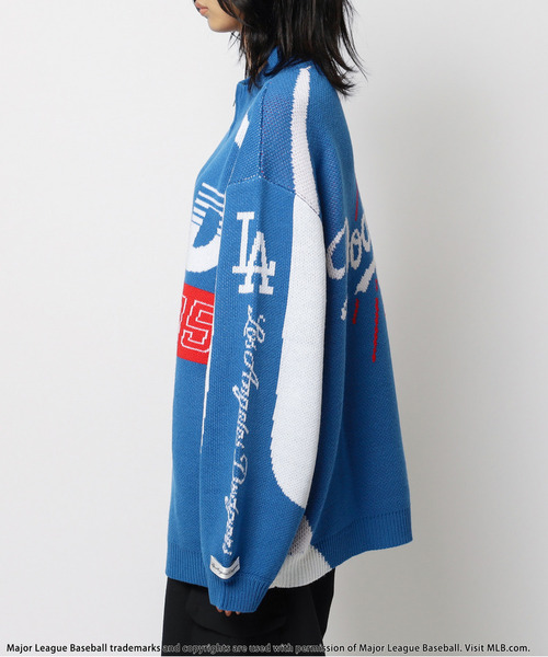 BACK TO THE FIELD(バック トゥー ザ フィールド)の「【MLB】ダブルZIPロゴニットカーデ(ニット/セーター・レディース・ブラック/ブルー・FREE)」の9枚目の写真