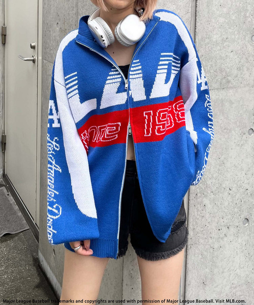 BACK TO THE FIELD(バック トゥー ザ フィールド)の「【MLB】ダブルZIPロゴニットカーデ(ニット/セーター・レディース・ブラック/ブルー・FREE)」の18枚目の写真