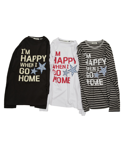 WaiKei(ワイケイ)の「I AM HAPPY ロングスリーブ Tシャツ ブラック(Tシャツ/カットソー・レディース・その他・1/2)」の3枚目の写真