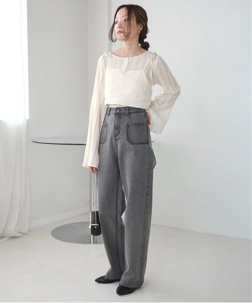 Bab（バブ）の「【S・M・L 展開あり】フロントダブルポケットデニムパンツ（デニムパンツ・レディース・グレー/インディゴブルー・SMALL/MEDIUM/LARGE）」の11枚目の写真