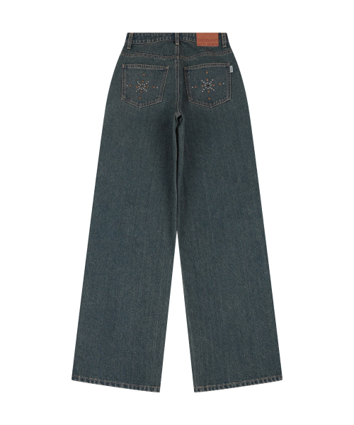 ORDINARY HOLIDAY（オーディナリー ホリデー）の「STUDDED DENIM WIDE PANTS [BLUE]（デニムパンツ・レディース・その他・MEDIUM/SMALL）」の3枚目の写真